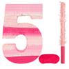 Birchio Pinks Number 5 Pinatas Bundle with a Blindfold and Bat(16.1 x 11 x 4 Inches), Perfect for Boys and Girls Birthday Party Supplies, Pink Theme Birthday Decoration (Pink Number 5) view 1