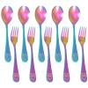 10 Piece Stainless Steel Silverware Set Silverware Safe Flatware Includes 5 Small Spoons and 5 Forks Ergonomic Utensil Set Cartoon Bear Flatware Dishwasher Safe view 1