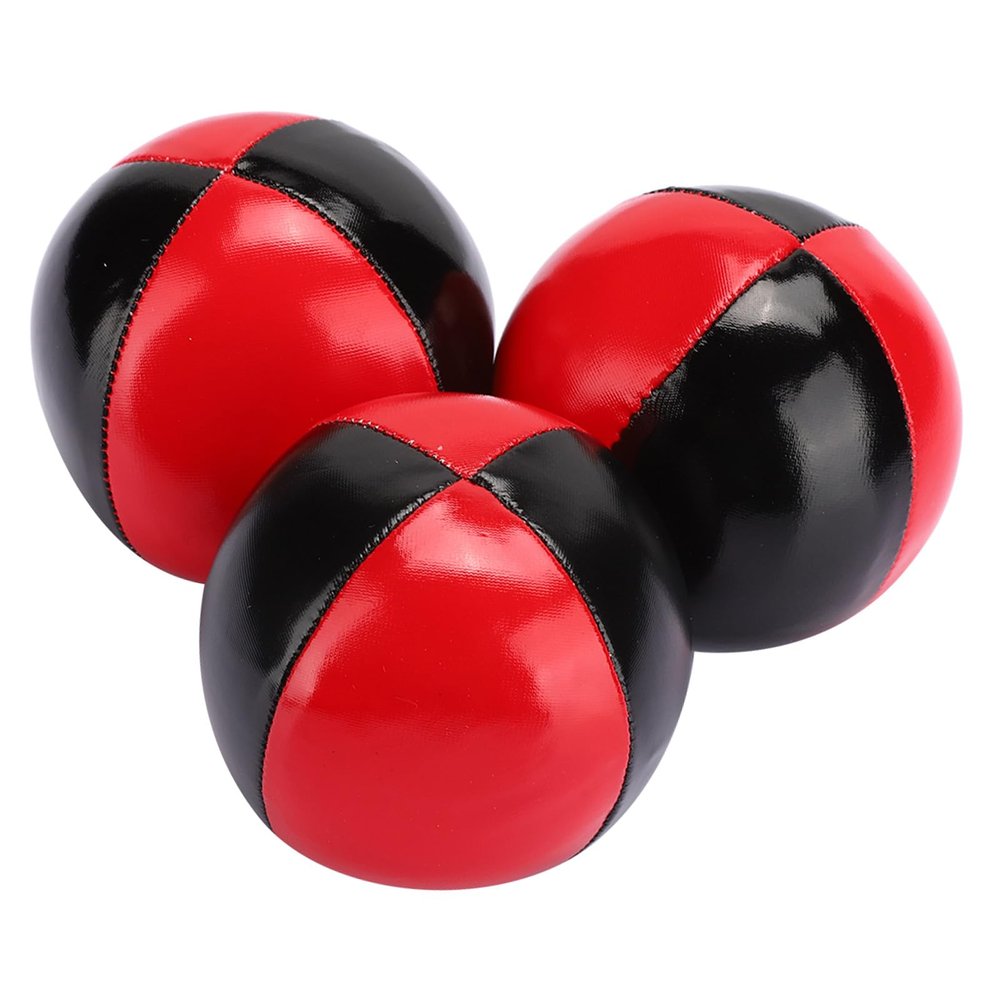 3PCS PU Juggling Ball, Red Black PU Leather Juggling Ball, for Entry Level Beanbag Jugglers
