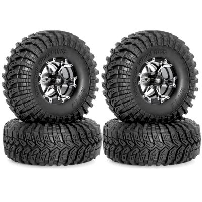 115mm 1.9 inch RC Track Rubber Tire and Aluminum Beadlock Wheel Rock Set 12mm Hex for Most RC 1/10 Track Vehicle Tube Rack Car Such as TRX-4 D90 D110 TF2 Tamiya CC01 Axial 90047 SCX10III R241 (R241D)