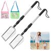 Yuuchoringee 2 Pack Sand Sifter,Beach Shark Tooth Sifter,Shell Scooper for Beach Dipper Scoop with Long Adjustable Handle Shovel Tool for Picking Up Shells,with Two Bags view 1