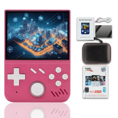 EWDGOES My Mini Handheld Game Console 3.5-in 640 * 480 IPS OCA Screen RK3326 4000mAh with Portable Case Pink-64GBVer.