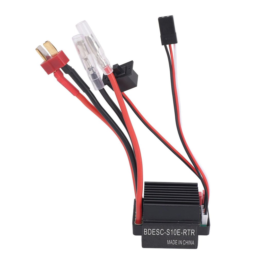 60A Brushed ESC Speed Controller, Plastic Material, Fast Heat Dissipation, for RC Car Boat with 390/540/550 Brushed Motor, T Plug Male, 5V/2A BEC Output