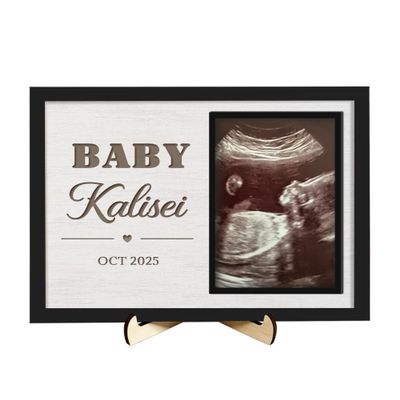 Acntrhm Personalized Ultrasound Photo Frame Plaque with Stand,Pregnancy Announcement Sign Gender Reveal Decorative Plaque for Expectant Parents (style-11)