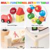 Activity Table for 1+ Year Old, Montessori Wooden Toys for Toddlers 1-3, 8 in 1 Baby Activity Table, Educational Sensory Bead Maze Toys for Babies, Learning Shape Sorter, Birthday Gifts Girls Boys view 3