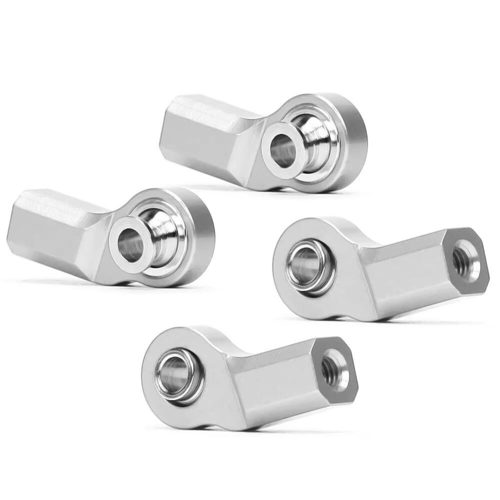 Compatible with Axial for Traxxas for Trx4 for Tamiya 1/10 RC Crawler Car Aluminium Alloy CNC M3/M4 Bent Pivot Rod End Width Balls RC Tie Link Rods(Silver,M3)