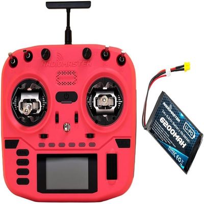 RadioMaster Boxer Crush EdgeTX 2.4G 16CH Transmitter Radio Control ExpressLRS RF System with AG01 Hall Gimbals (Elrs M2 with 6200-red)
