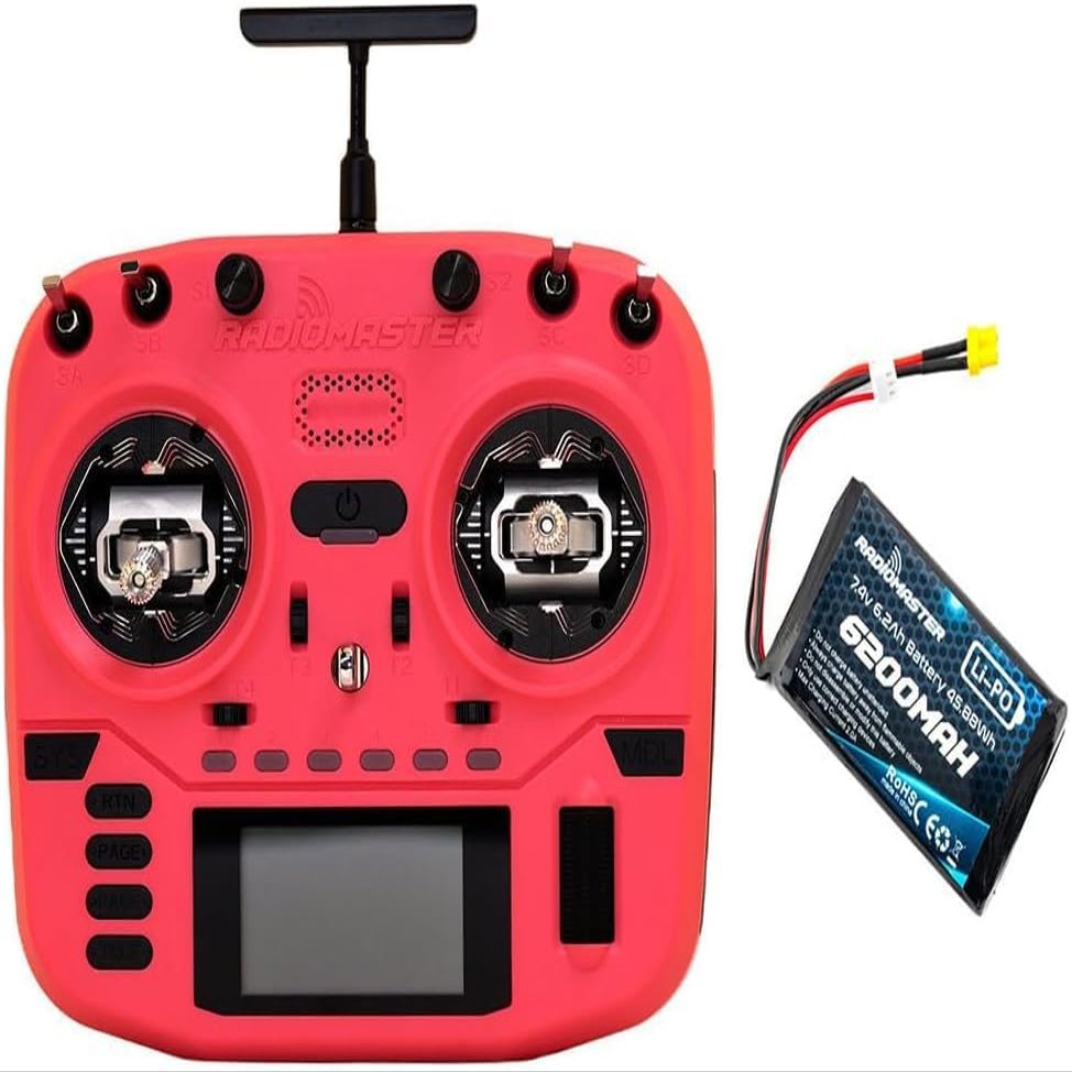 RadioMaster Boxer Crush EdgeTX 2.4G 16CH Transmitter Radio Control ExpressLRS RF System with AG01 Hall Gimbals (Elrs M2 with 6200-red)