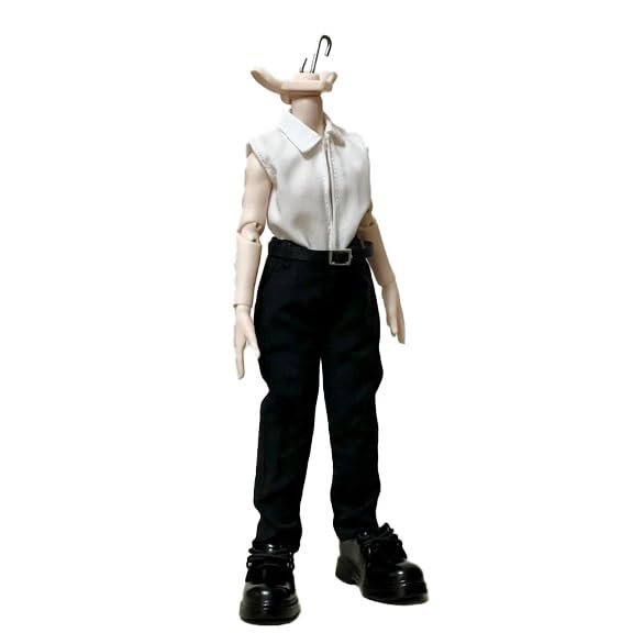 1/12 Scale Male Clothes, Sleeveless Shirt & Pants Set for 6-inches Man Action Figure Body Doll, 1/12 Boy Figure Business Suit Clothing Outfit (White Sleeveless Shirt + Black Pants)
