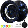 7YO Yoyo for Kids Beginner, X8 Responsive Professional Yoyo for Adults, Metal Alloy Yo Yo with 10 Strings, Case, Removal Bearing Tool, KK Bearing - Black Blue view 1