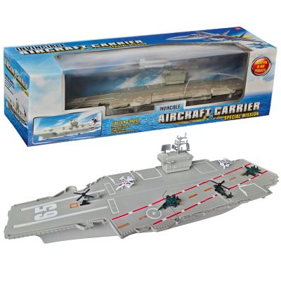 OTONOPI 18.5 Inch Aircraft Carrier Battleship Army Toys with 6 Warships Fighter Jets Warplanes Helicopter, Military Aircraft Carrier Model Ships for Kids Boys Girls