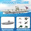 OTONOPI 18.5 Inch Aircraft Carrier Battleship Army Toys with 6 Warships Fighter Jets Warplanes Helicopter, Military Aircraft Carrier Model Ships for Kids Boys Girls view 2