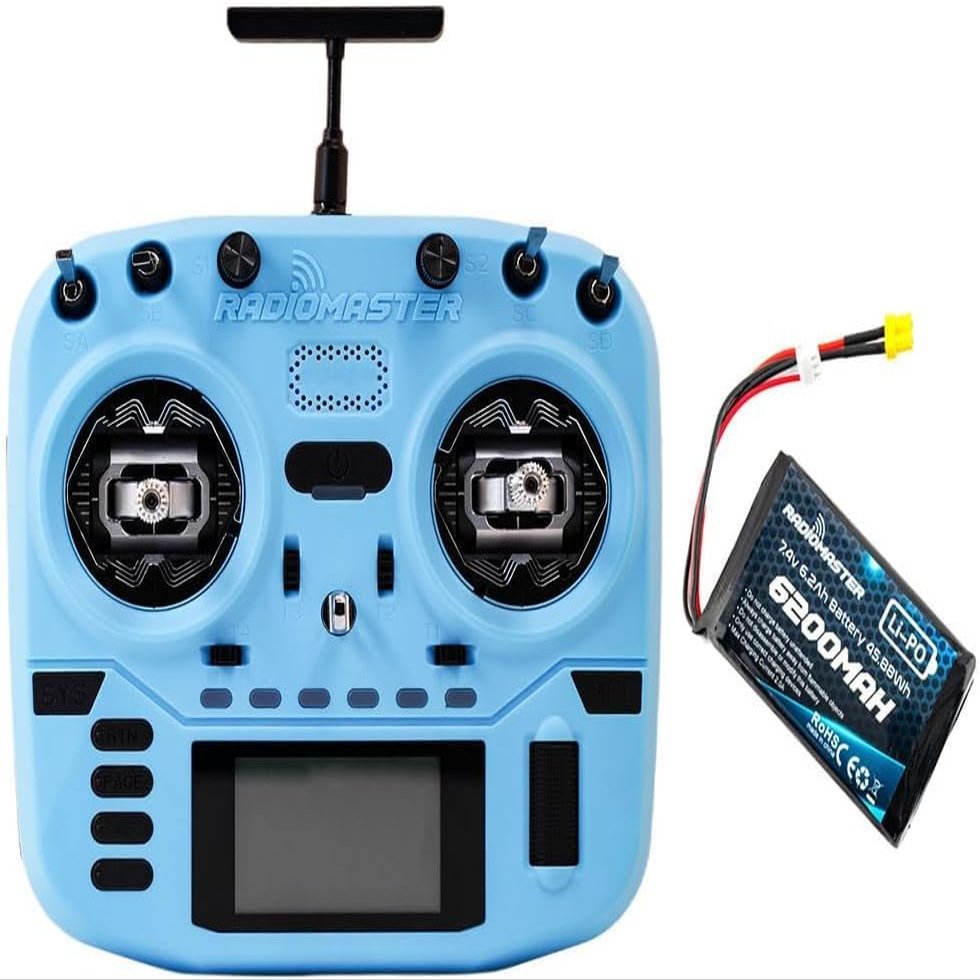 RadioMaster Boxer Crush EdgeTX 2.4G 16CH Transmitter Radio Control ExpressLRS RF System with AG01 Hall Gimbals (Elrs M2 with 6200-blue)