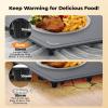 iDKgsf Flexible Food Warming Mat with Dual-Zone Heating, 4-Temp Control & Child Lock  Portable Silicone Heating Pad for Food, Plates, and Beverages (24.4"x16.5"x0.88"), Dark Grey view 4