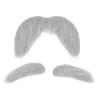 LOGOFUN 3PCS Fake Mustache Eyebrows Set Self Adhesive Funny Beard Props for Halloween Cosplay Makeup Party Costume Accessories - Grey view 2