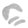 LOGOFUN 3PCS Fake Mustache Eyebrows Set Self Adhesive Funny Beard Props for Halloween Cosplay Makeup Party Costume Accessories - Grey view 3
