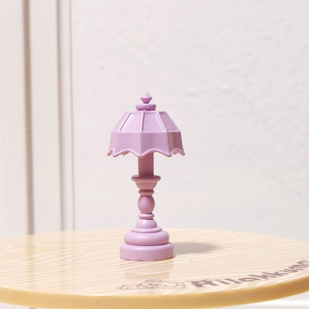 1 Pc Dollhouse Mini Lantern Simulation Mini Table Lamp Decor Model Miniature Scene (Purple)
