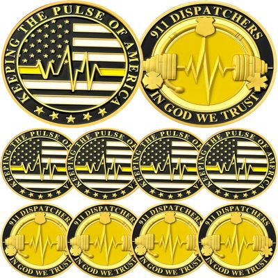 ASmileIndeep 10 PCS 911 Dispatchers Challenge Coins - Public Safety Dispatcher Token Emergency Responders Coin EMS Police Medical Dispatcher Hero Tribute Coin Commemorative Gift