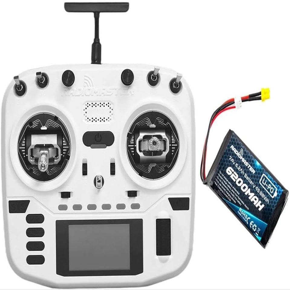 RadioMaster Boxer Crush EdgeTX 2.4G 16CH Transmitter Radio Control ExpressLRS RF System with AG01 Hall Gimbals (Elrs M2 with 6200-white)