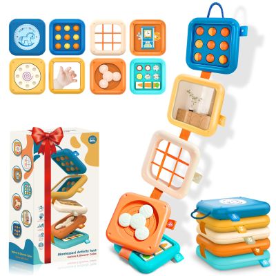 Baby Travel Essential Airplane Toys for Babies 6-12 Months, 7-in-1 Montessori Fine Motor Skills Busy Board, BPA-Free Wipe Clean Car Seat Toy with No Loose Parts, Easter Basket Stuffers for 6 9 18M+