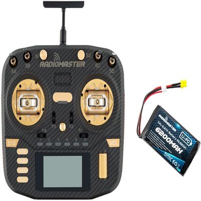 Radiomaster Boxer Max Version with CNC AG01 Hall Gimbals Carbon Fiber 2.4G 16ch Transmitter Remote Control ExpressLRS Mode 2 (Boxer Max Elrs-Gold with 6200)