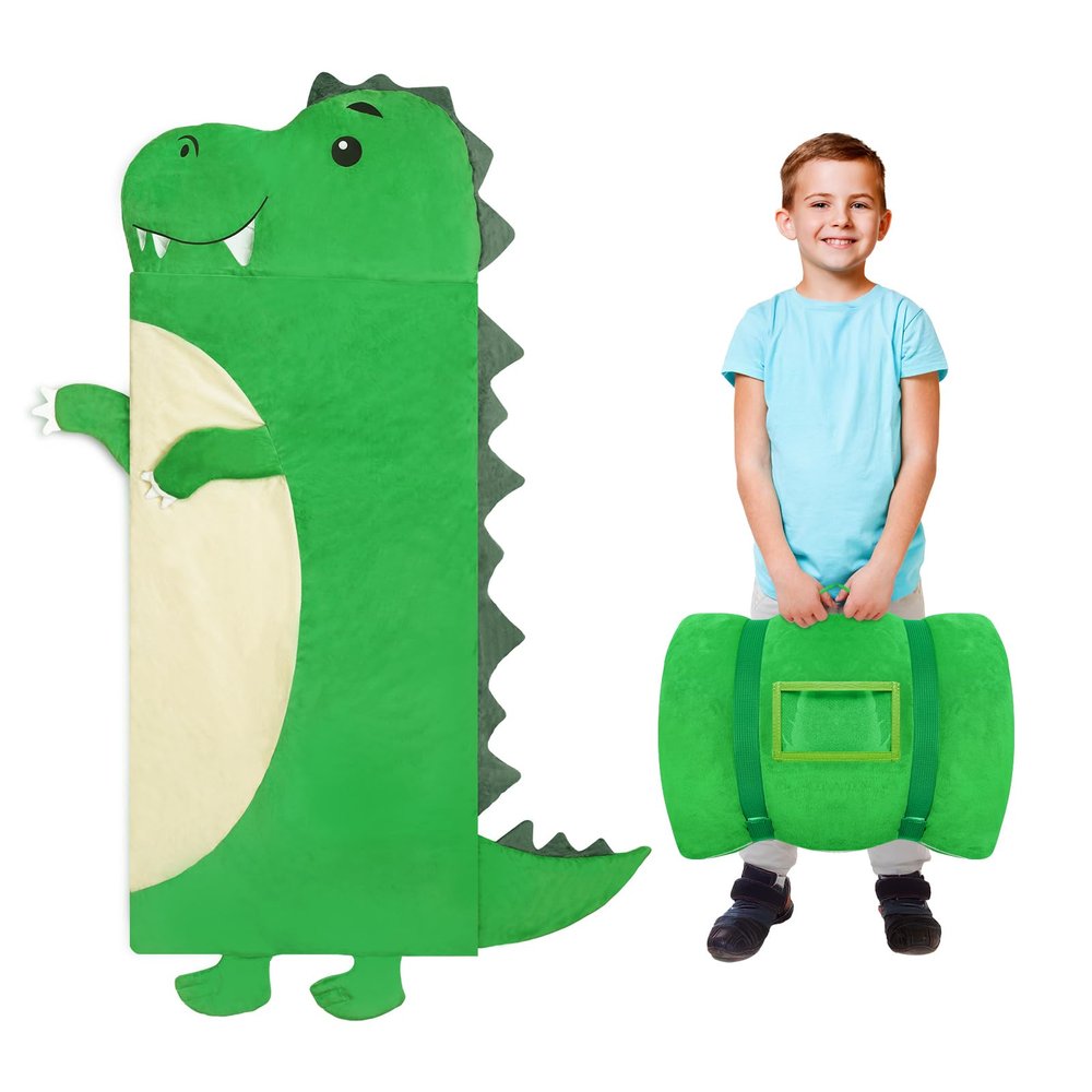 Kids Sleeping Bag Soft Plush Toddler Nap Mat with Pillow for Boys Girls Large 67 * 27.5 Inch Sleeping Mat for Daycare Preschool Kindergarten