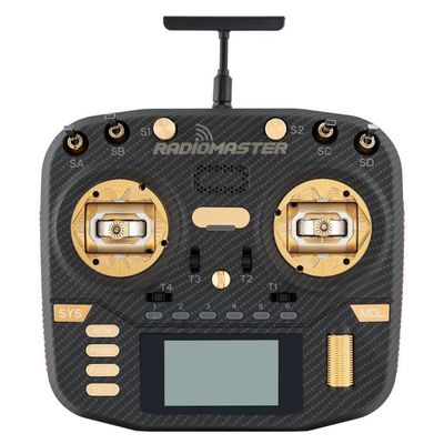 Radiomaster Boxer Max Version with CNC AG01 Hall Gimbals Carbon Fiber 2.4G 16ch Transmitter Remote Control ExpressLRS Mode 2 (Boxer Max Elrs-Gold)