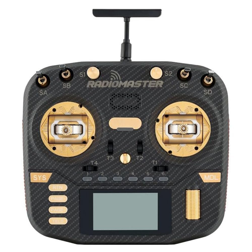 Radiomaster Boxer Max Version with CNC AG01 Hall Gimbals Carbon Fiber 2.4G 16ch Transmitter Remote Control ExpressLRS Mode 2 (Boxer Max Elrs-Gold)