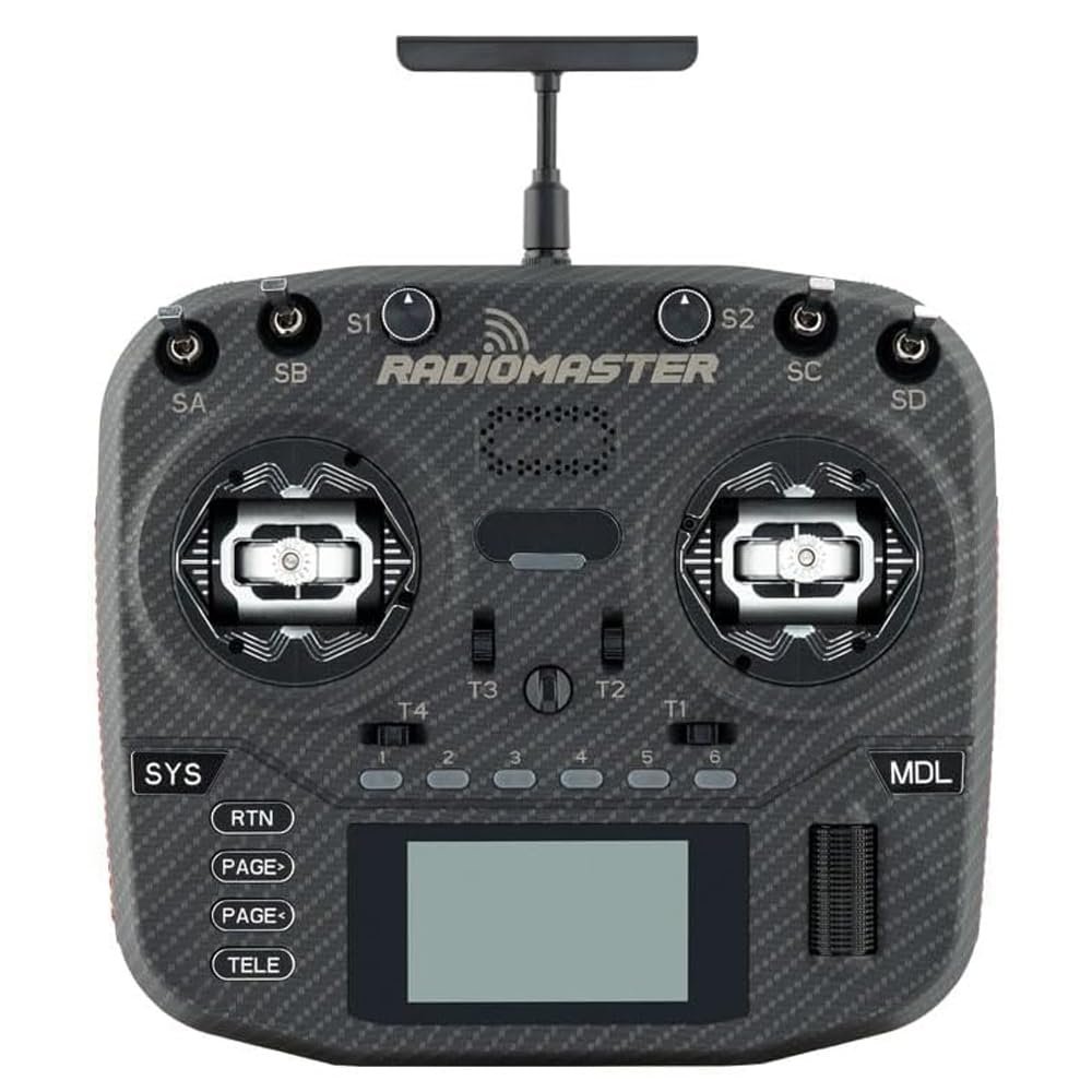 Radiomaster Boxer Max Version with CNC AG01 Hall Gimbals Carbon Fiber 2.4G 16ch Transmitter Remote Control ExpressLRS Mode 2 (Boxer Max Elrs-Black)