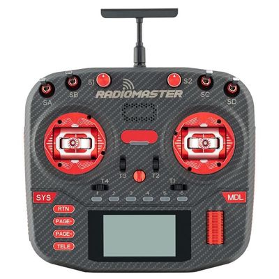 Radiomaster Boxer Max Version with CNC AG01 Hall Gimbals Carbon Fiber 2.4G 16ch Transmitter Remote Control ExpressLRS Mode 2 (Boxer Max Elrs-red)