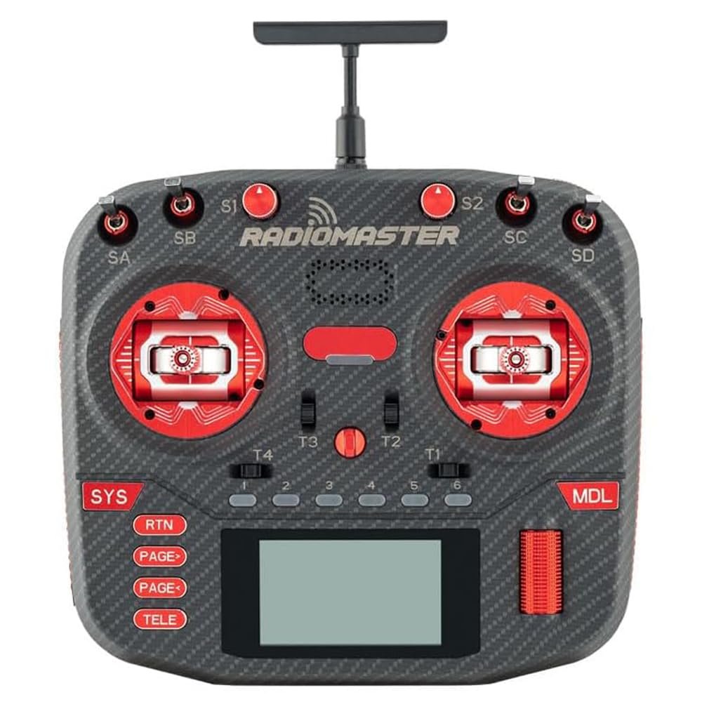 Radiomaster Boxer Max Version with CNC AG01 Hall Gimbals Carbon Fiber 2.4G 16ch Transmitter Remote Control ExpressLRS Mode 2 (Boxer Max Elrs-red)