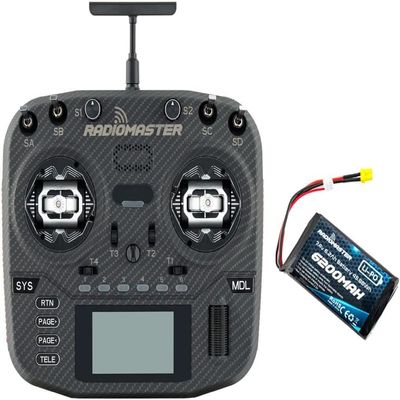 Radiomaster Boxer Max Version with CNC AG01 Hall Gimbals Carbon Fiber 2.4G 16ch Transmitter Remote Control ExpressLRS Mode 2 (Boxer Max Elrs-Black with 6200)