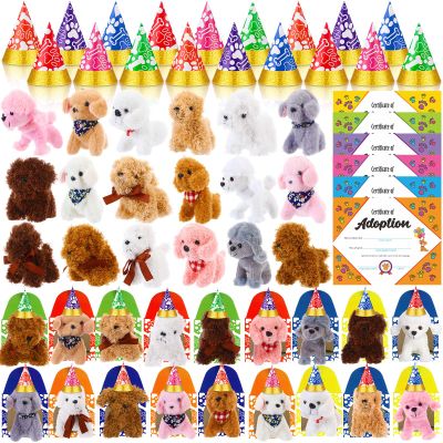 Gejoy 72 Pcs Adopt a Puppy Party Favors for Kids Puppy Themed Birthday Party Supplies Plush Dogs with Hats Adoption Certificates Boxes for Adopt a Pet Theme Boys Girls Birthday Parties(Stylish Dog)