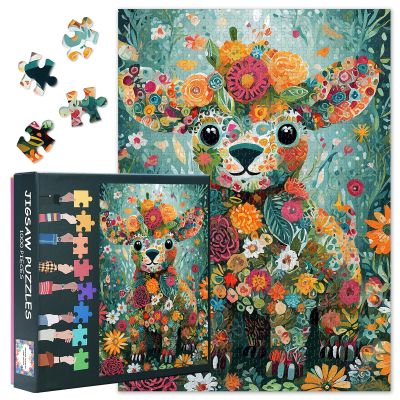 1000 Pieces Challenging Animals Made of Flowers Jigsaw Puzzles for Adults Cattle Jigsaw Puzzle for Adults as Gifts Home Decor Intelligence Puzzles for Family Games 27.5"X19.7"