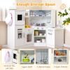 GLACER Kids Kitchen Playset, Wooden Children Pretend Playset with Range Hood, Washing Basin, Microwave, Stoves, 2-Piece Corner Toddler Kitchen Set for Boys and Girls Over 3 Years Old (White) view 2