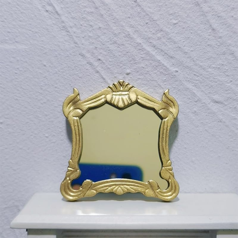 1 Pc Dollhouse Mini Mirror Miniature Ornament (Gold)