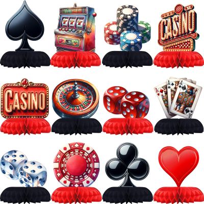 12 Pack Casino Table Decorations - Casino Party Decorations for Adults' Birthday and Themed Events - Casino Table Toppers