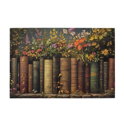 CDSASHCA Books & Blooms Artwork 1000 Pieces of Adult Wooden Puzzle - Floral & Literature Design,Perfect for Display & Fun,Relax Yourself,Enjoy The Solving ProcessGifts Fro Friends and Family