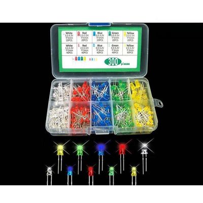5 Color F3 3mm F5 5mm Round LED Red Yellow Blue Green White 300pcs LED kit Box