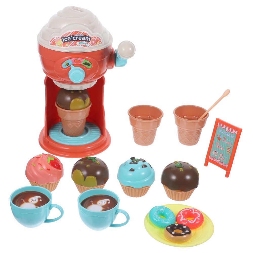 Abaodam 1set Boy Girl's Mini Ice Cream Machine Toy Kitchen Playset for Boys and Girls Safe Material for Creative Pretend Play Birthday Parties and Educational Fun