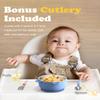 Bakpoco Suction Toddler Bowls and Feeding Utensils Set, 2-in-1 Stainless Steel 304 Kids Bowl & Silicone Suction Baby Bowl with Spoons and Forks, First Self-feeding Training Set, Unicorn Magic view 3