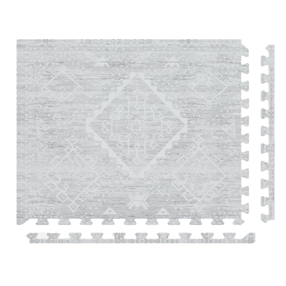 House of Noa Play Mat 4x6 Gray Ula Set of 6 Tiles EVA Foam Play Mat for Floor, Soft Interlocking Mats for Hard Floors