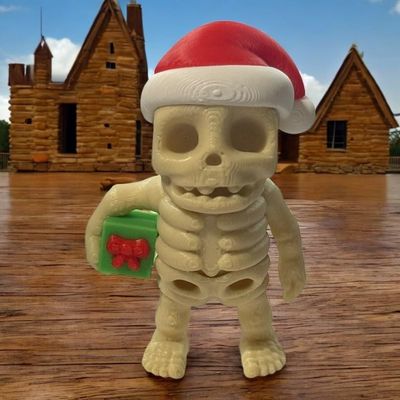 Articulated Skeleton with Gift [Christmas] | Home Dcor and Office Desk Toys | Autism, ADHD, Sensory | 3D Printed Gift