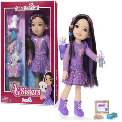 American Girl, AG Sisters Francie Doll, with Brown Eyes, Long Dark-Brown Hair with Purple Highlights, 14.5", Ages 4+