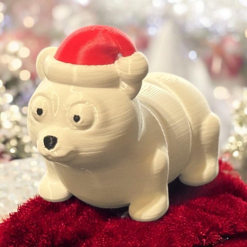 Articulated Bear, Polar [Christmas] | Home Dcor and Office Desk Toys | Autism, ADHD, Sensory | 3D Printed Gift