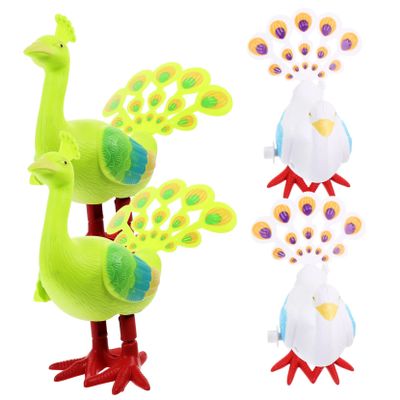 ORFOFE 4pcs Clockwork Peacock Toys Funny Jumping Wind-up Toy for Boys and Girls Safe Design Great for Birthday Activities