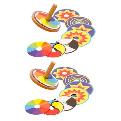 HEMOTON 2sets Wooden Gyroscope for Boys and Girls Tops Boys and Girls Tops Spinning Toy Fidget Gyroscope Fidget Toys