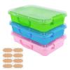 3 Pcs Plastic Sensory Bins-Portable Sandbox Container with Handle & Clear Lid-Stackable Play Tray for Kids Storage Sand,Toys & Crafts-Organizing Container for Home,Office and More(Green+Blue+Pink) view 1