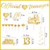 13th Birthday Decorations Banner Girls - 15 Pcs Gold Official Teenager Decorations Banner Hanging Swirls Cake Topper Sign For Girls Boys 13 Years Old Bday Party Supplies view 3