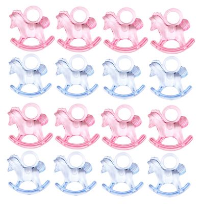 Totority 48pcs Acrylic Rocking Horse Desktop Ornament Miniature Transparent Horse Decor for Shower Room and Christmas Decoration